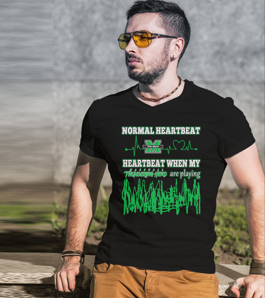 Normal Heartbeat Heartbeat When My Marshall Thundering Herd Are Playing T-Shirt