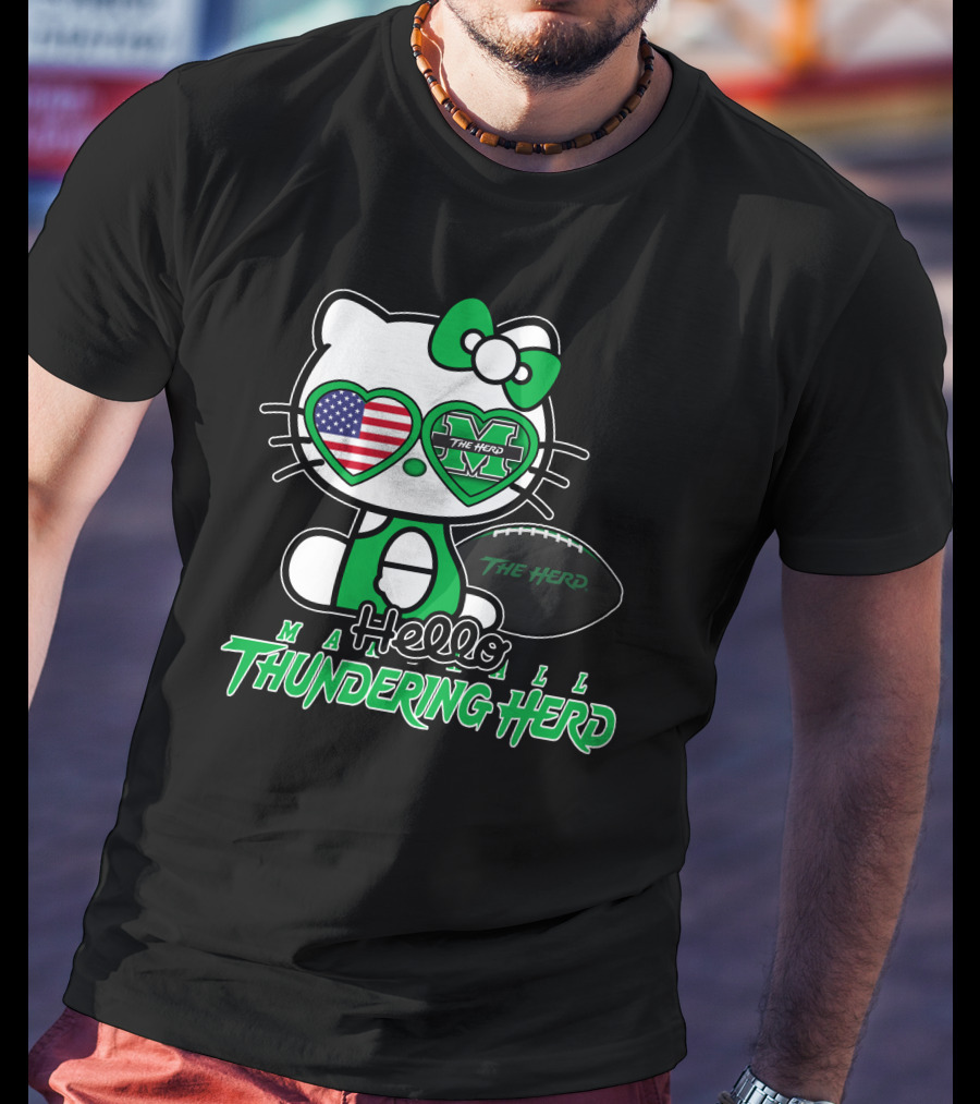 Hello Kitty Marshall The Herd Thundering Herd Football T-Shirt