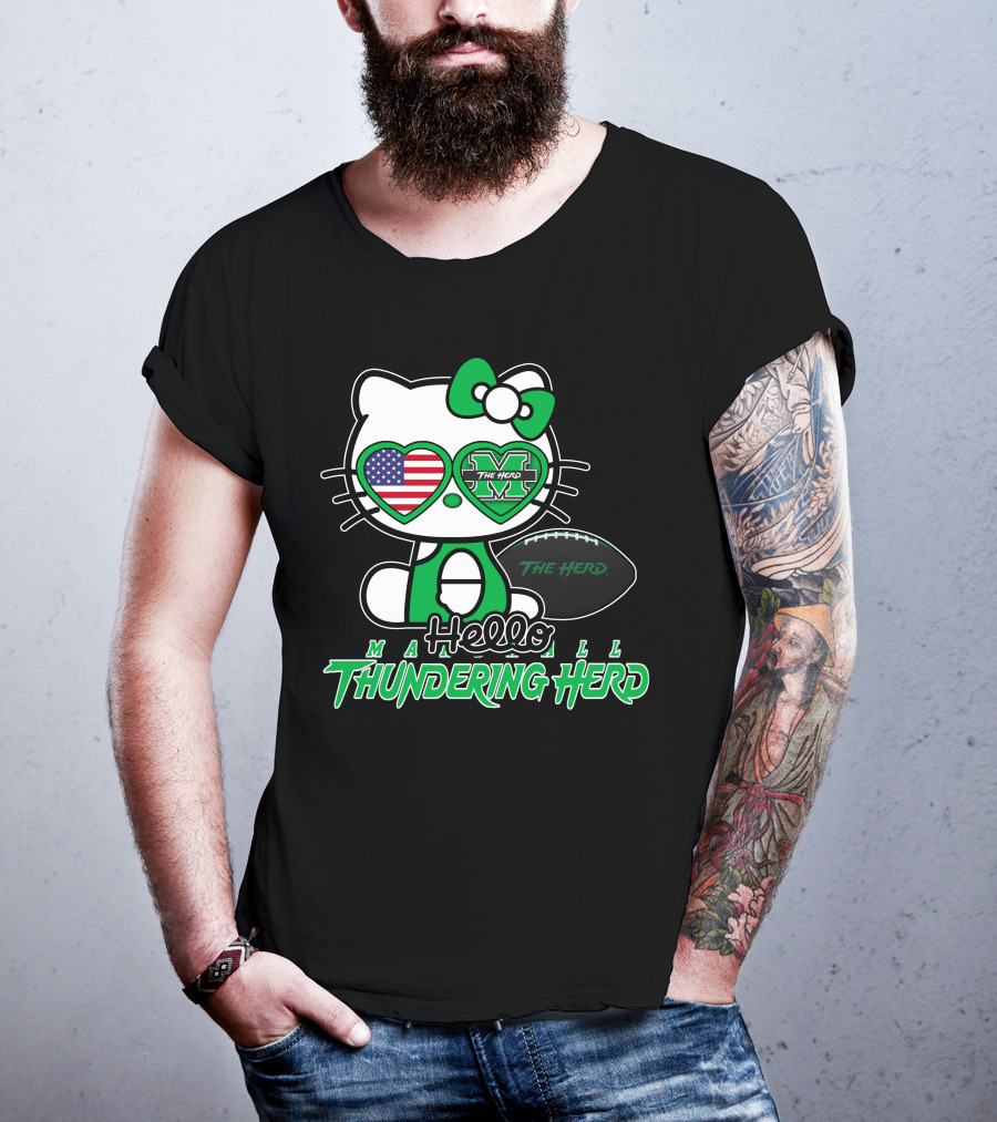 Hello Kitty Marshall The Herd Thundering Herd Football T-Shirt