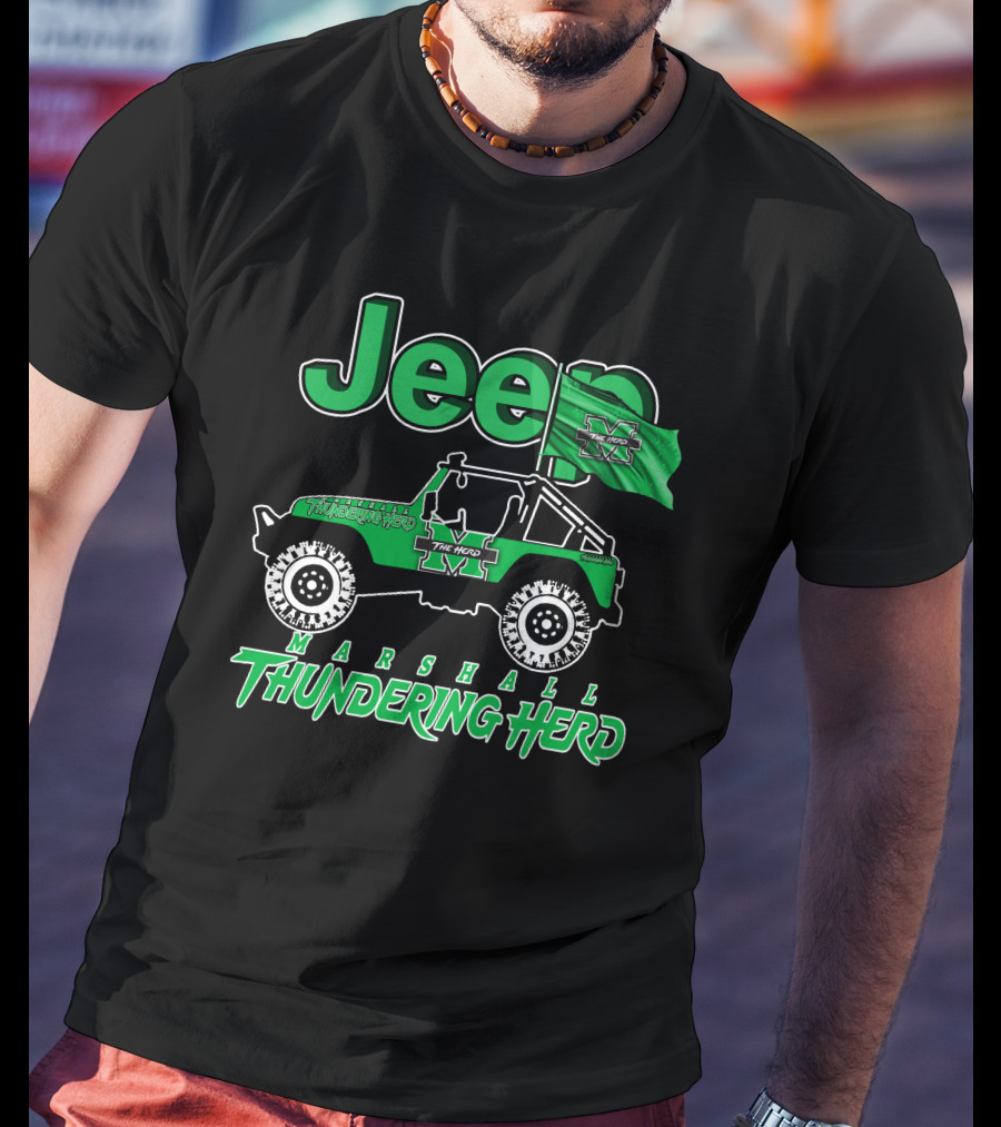 Jeep Marshall Thundering Herd The Herd Green Flag T-Shirt