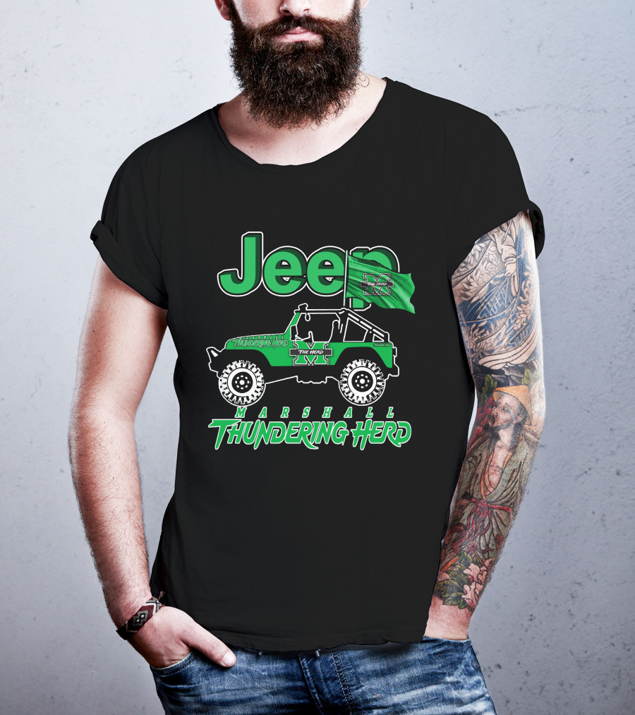 Jeep Marshall Thundering Herd The Herd Green Flag T-Shirt