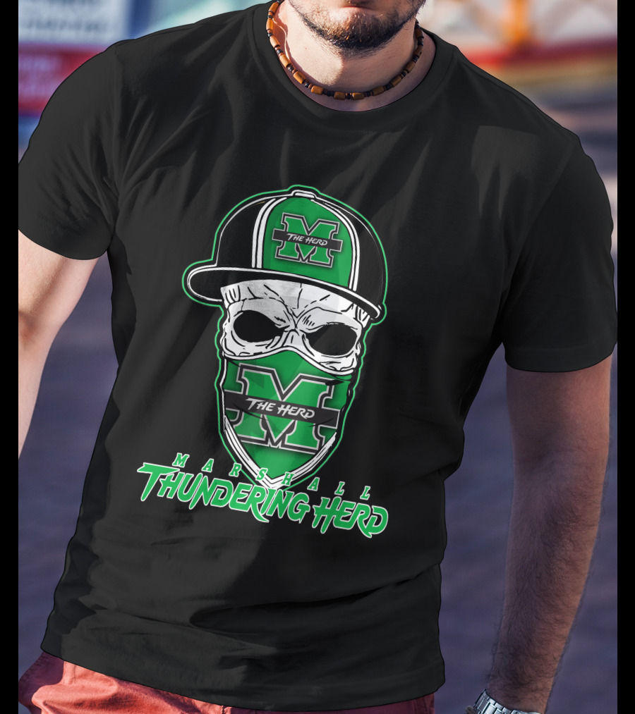 Marshall Thundering Herd Skull Hat The Herd M T-Shirt