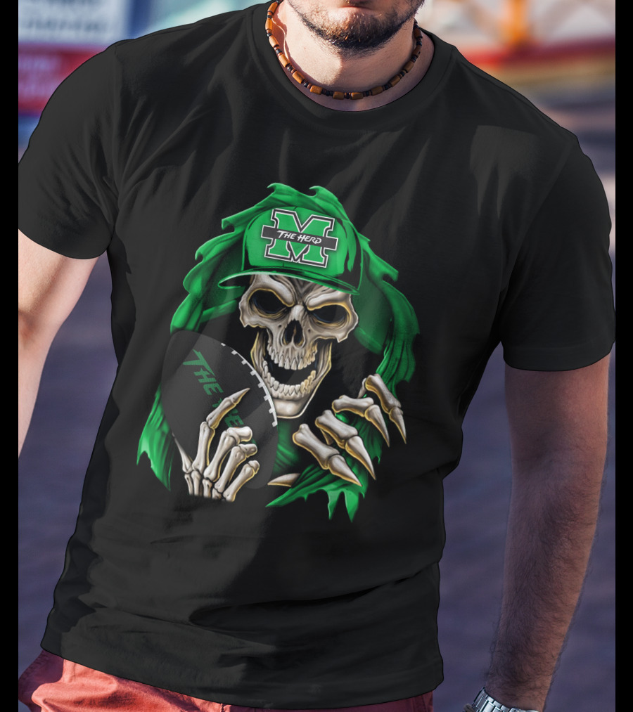 Skullbong Marshall Thundering Herd The Herd M Icon With Football T-Shirt
