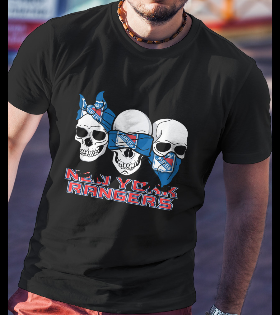 New York Rangers Skulls Fan T-Shirt
