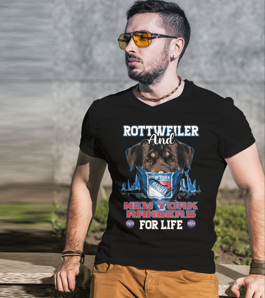 Rottweiler And New York Rangers For Life T-Shirt