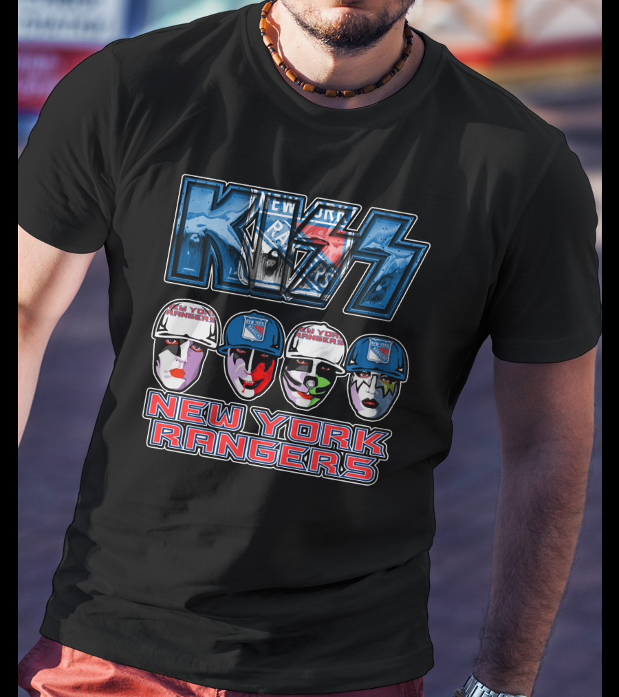 Kiss New York Rangers Iconic Band And Ice Hockey Team Fusion T-Shirt