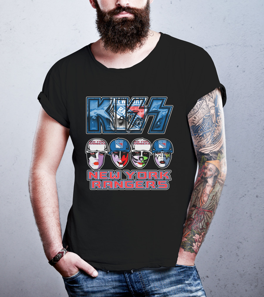 Kiss New York Rangers Iconic Band And Ice Hockey Team Fusion T-Shirt