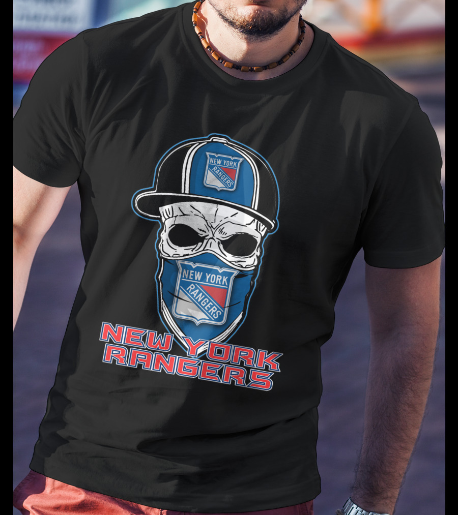 New York Rangers Skull Hat T-Shirt
