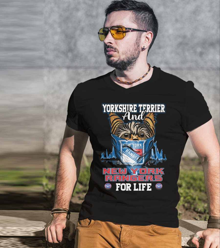 Yorkshire Terrier And New York Rangers For Life T-Shirt