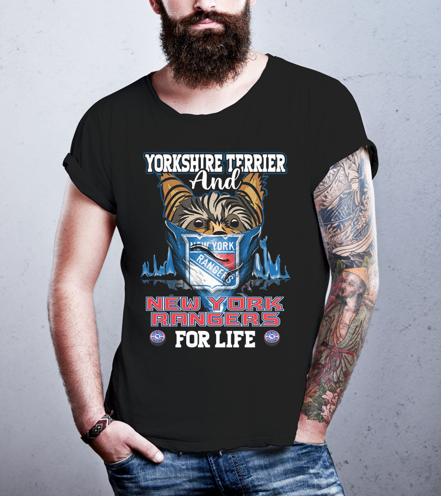 Yorkshire Terrier And New York Rangers For Life T-Shirt