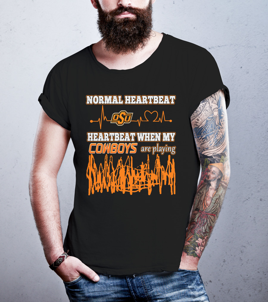 Normal Heartbeat OSU Cowboys Heartbeat When My Cowboys Are Playing T-Shirt