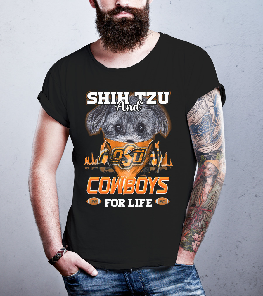 Shih Tzu And Cowboys OSU For Life T-Shirt