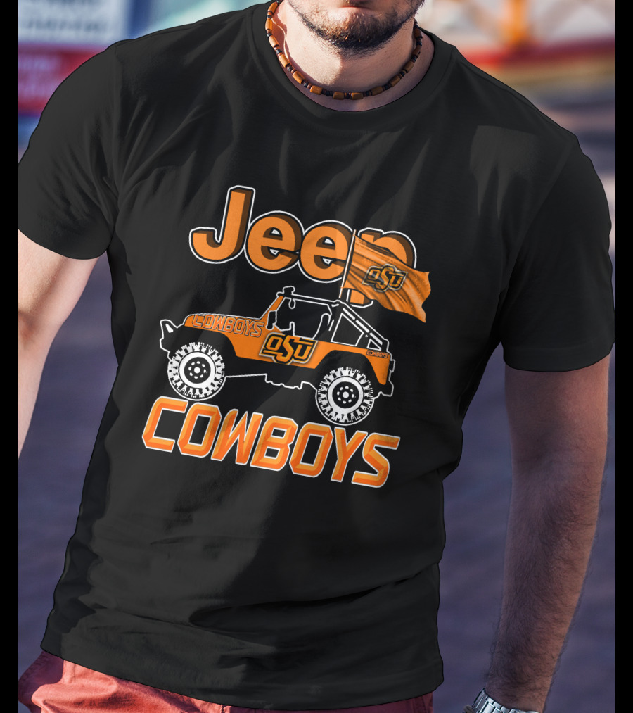 Jeep OSU Cowboys Oklahoma State University Flag T-Shirt