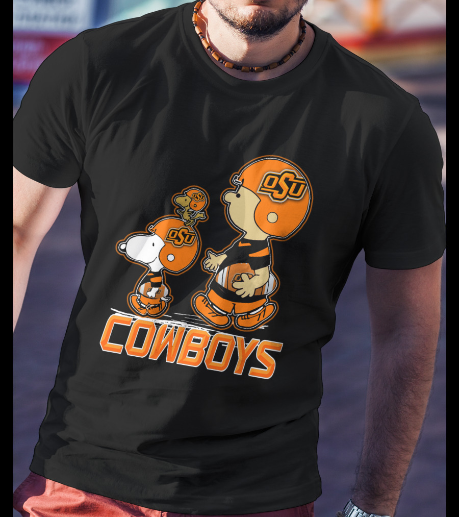 Snpfootball Oklahoma State Osu Cowboys Peanuts Characters Football Helmets T-Shirt
