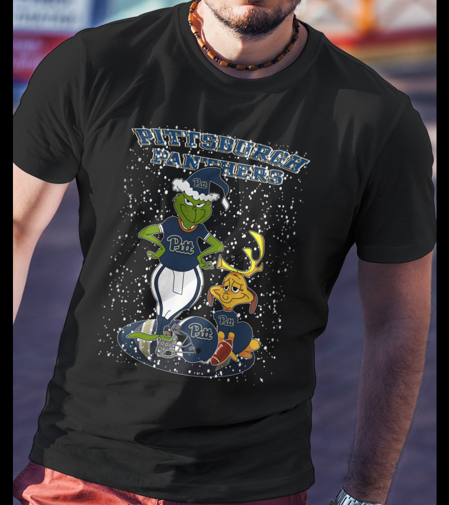 Pittsburgh Panthers Grinchxmas Snowy Scene Pitt Football Helmet T-Shirt