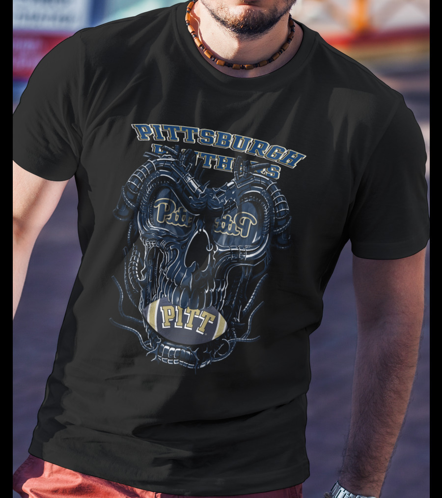 Pittsburgh Panthers Dragonskull Pitt Football T-Shirt