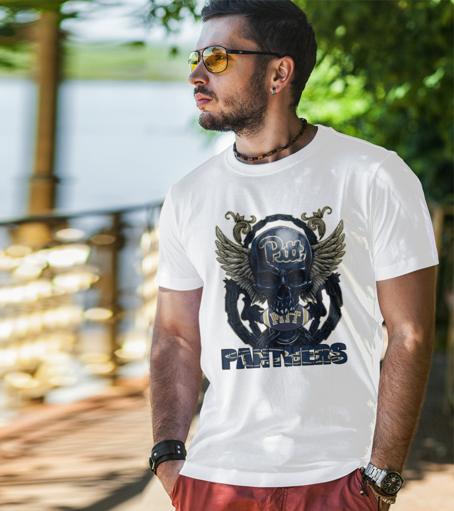 Pitt Panthers Skull Winged Football T-Shirt