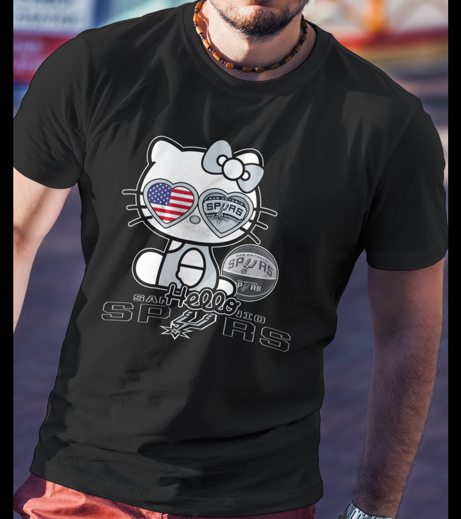 Hello Kitty San Antonio Spurs USA Flag T-Shirt