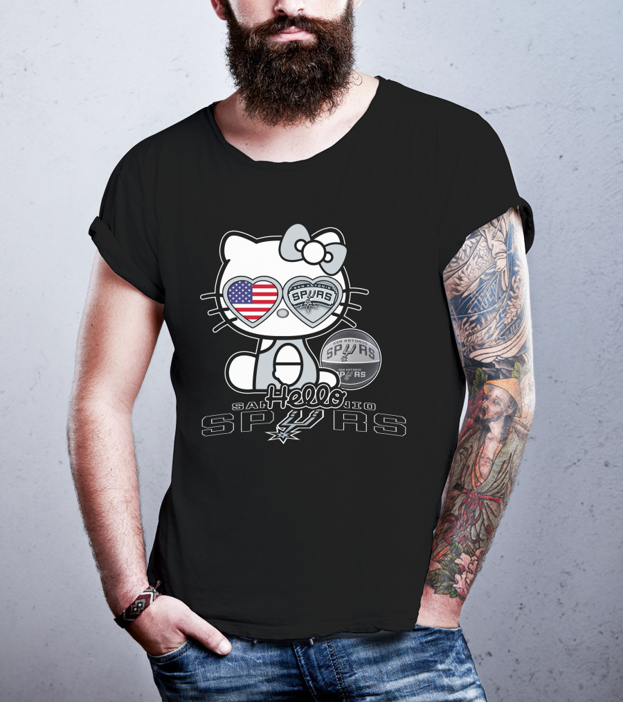 Hello Kitty San Antonio Spurs USA Flag T-Shirt
