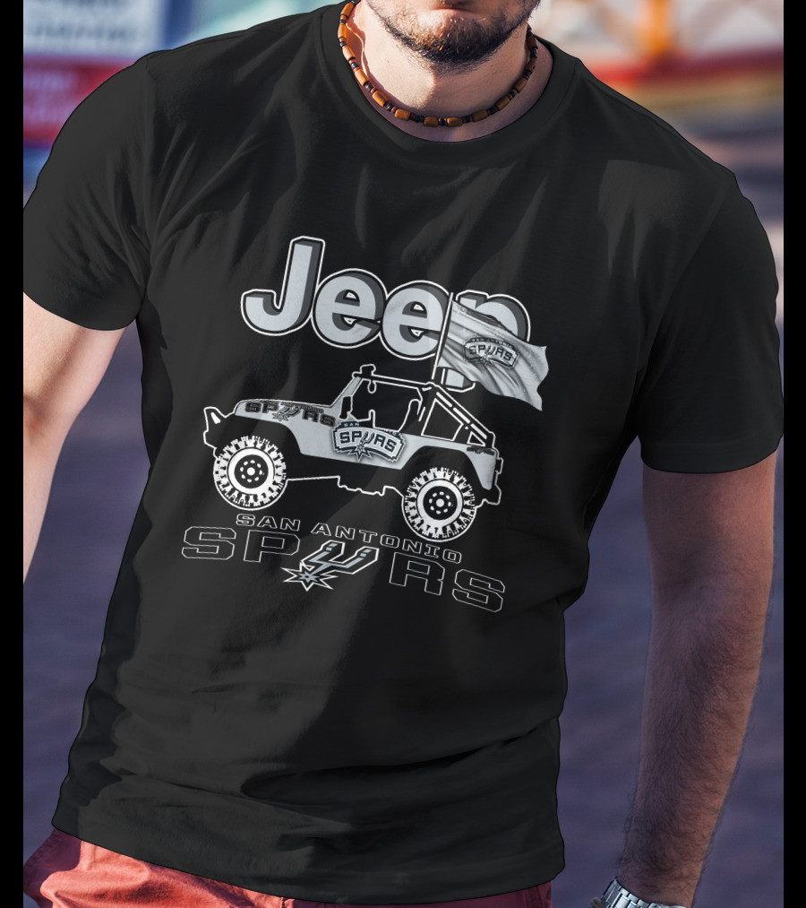 Jeep San Antonio Spurs 4x4 Enthusiast Edition With Spurs Flag T-Shirt