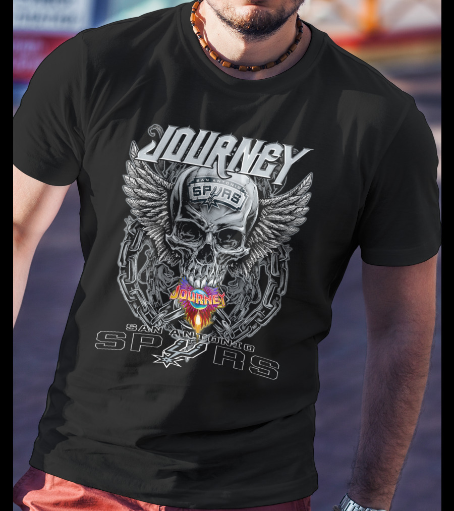Journey San Antonio Spurs Skull Winged Chain T-Shirt