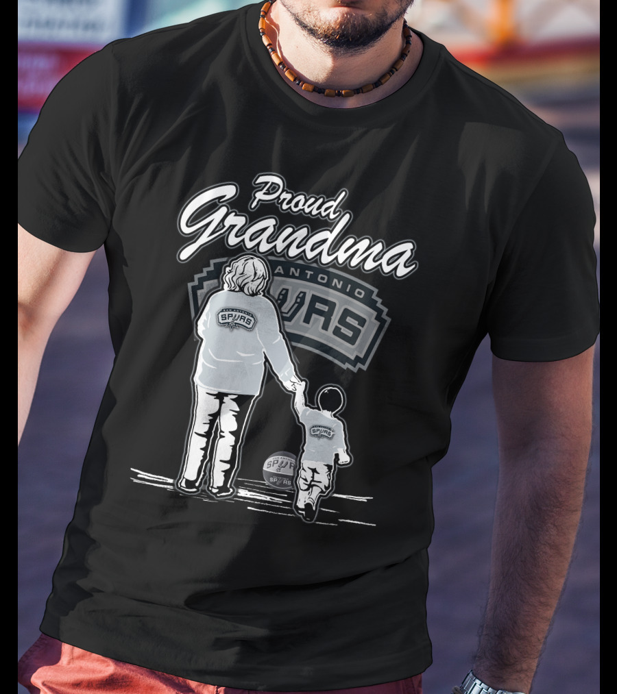 Proud Grandma San Antonio Spurs Holding Hands With Child In Team Gear T-Shirt