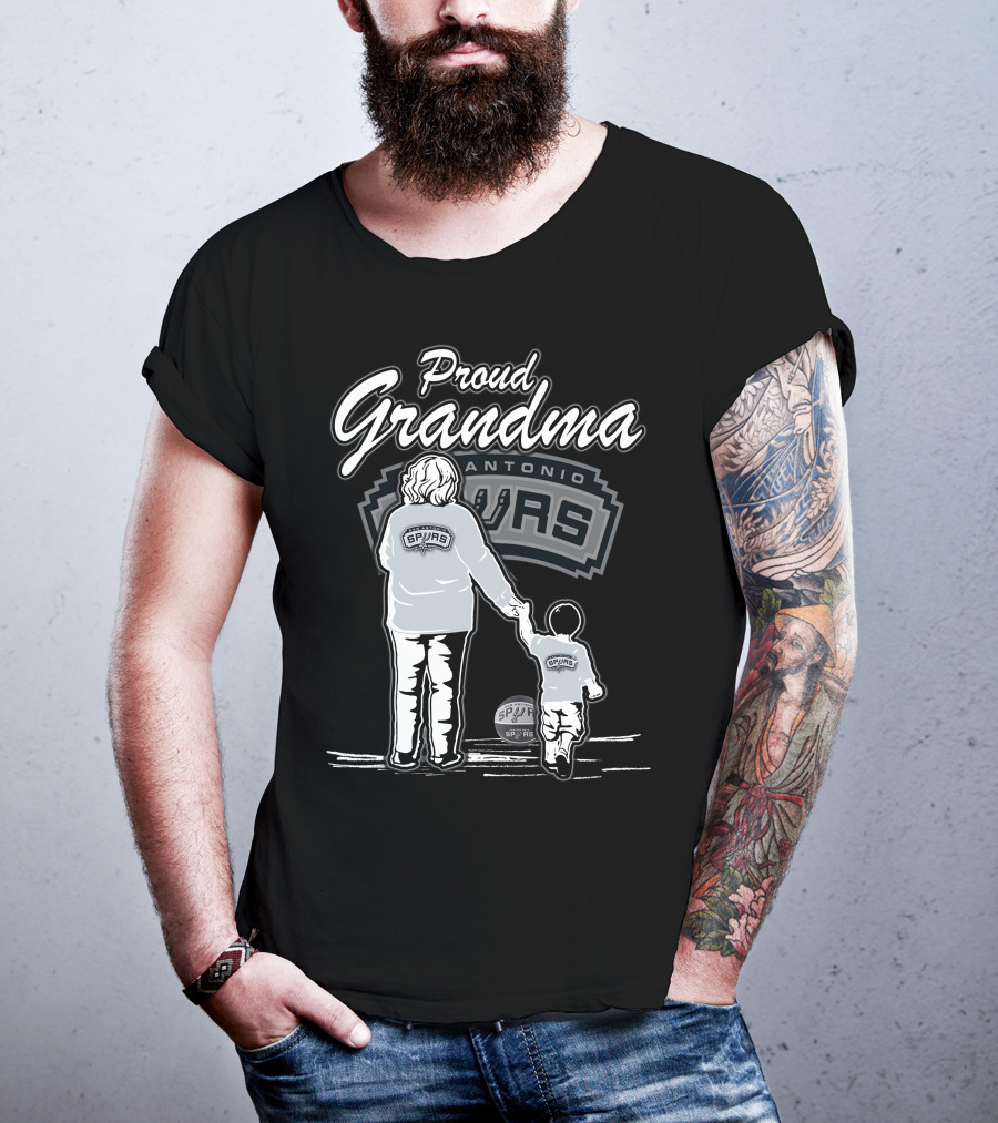 Proud Grandma San Antonio Spurs Holding Hands With Child In Team Gear T-Shirt