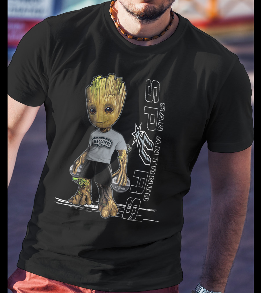 Groot San Antonio Spurs NBA Basketball Character Crossover T-Shirt