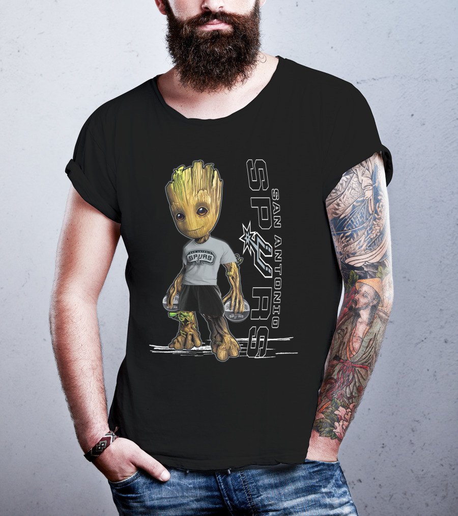 Groot San Antonio Spurs NBA Basketball Character Crossover T-Shirt