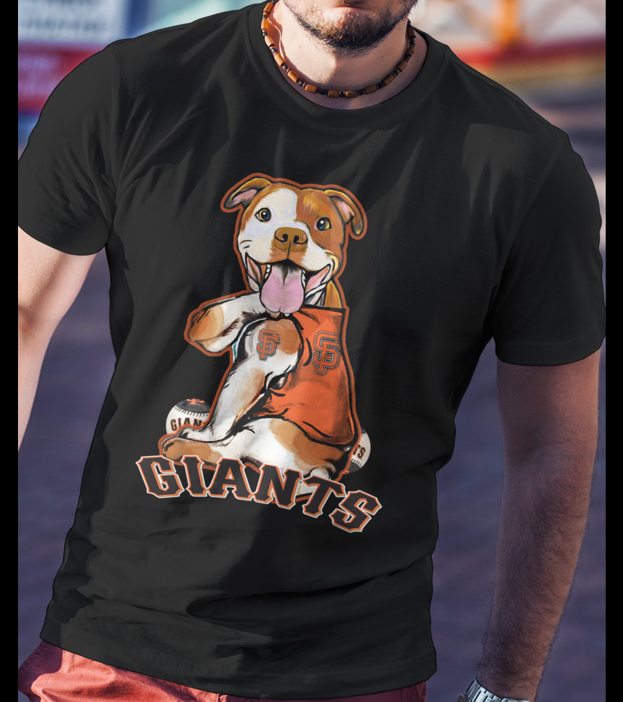 Pittbull San Francisco Giants Dog Logo Orange And Black T-Shirt