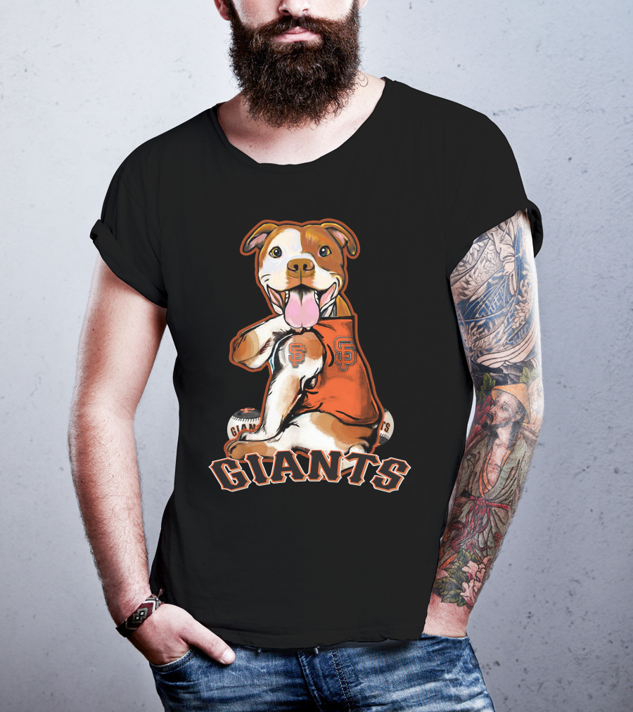 Pittbull San Francisco Giants Dog Logo Orange And Black T-Shirt