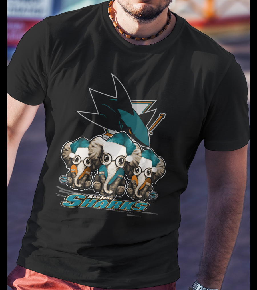 San Jose Sharks Elephants Xmas Trio T-Shirt
