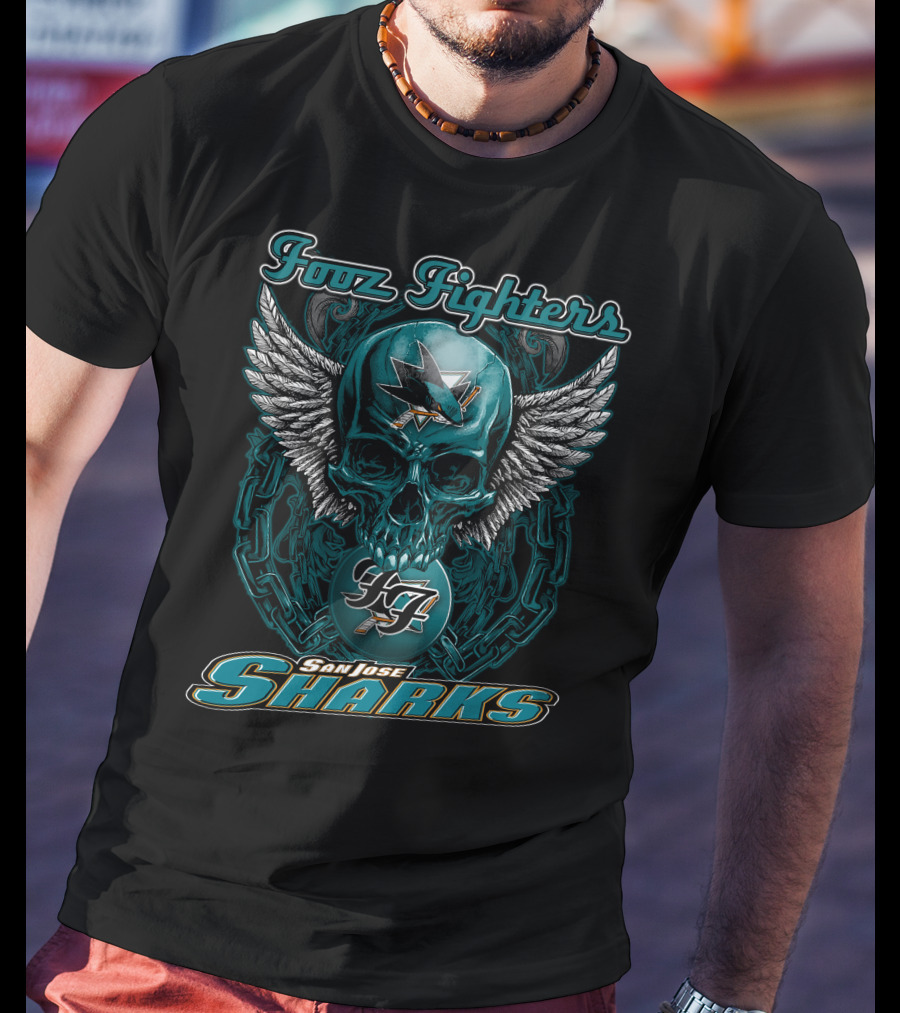 Foo Fighters San Jose Sharks Skulls With Wings T-Shirt