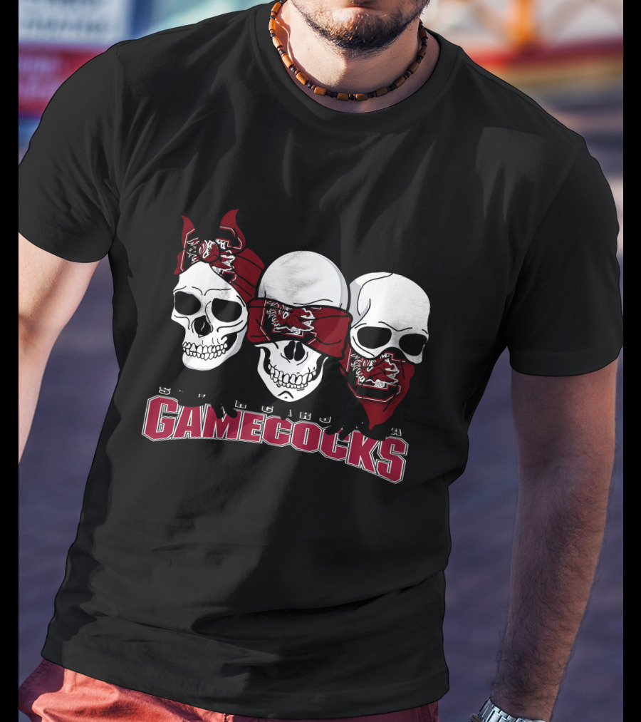 3 Skull Gamecocks Bandana South Carolina T-Shirt