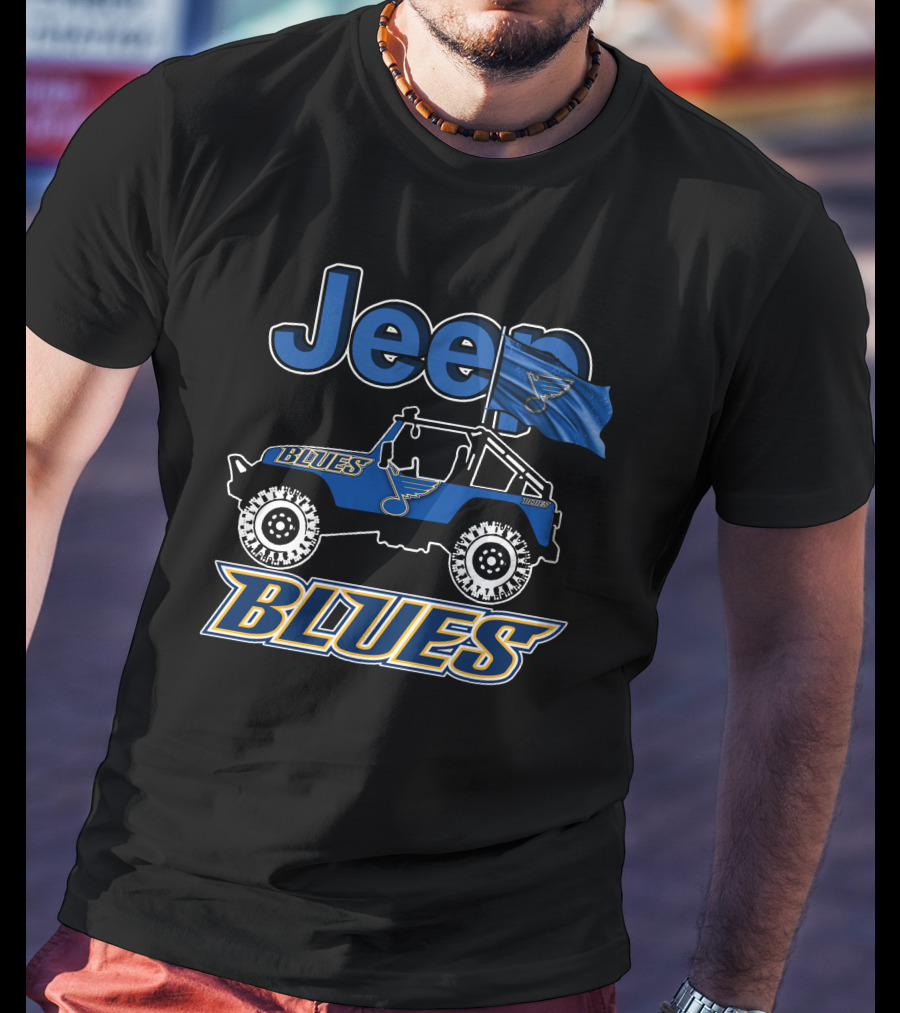 Jeep St. Louis Blues Flag And Vehicle Fan Gear T-Shirt