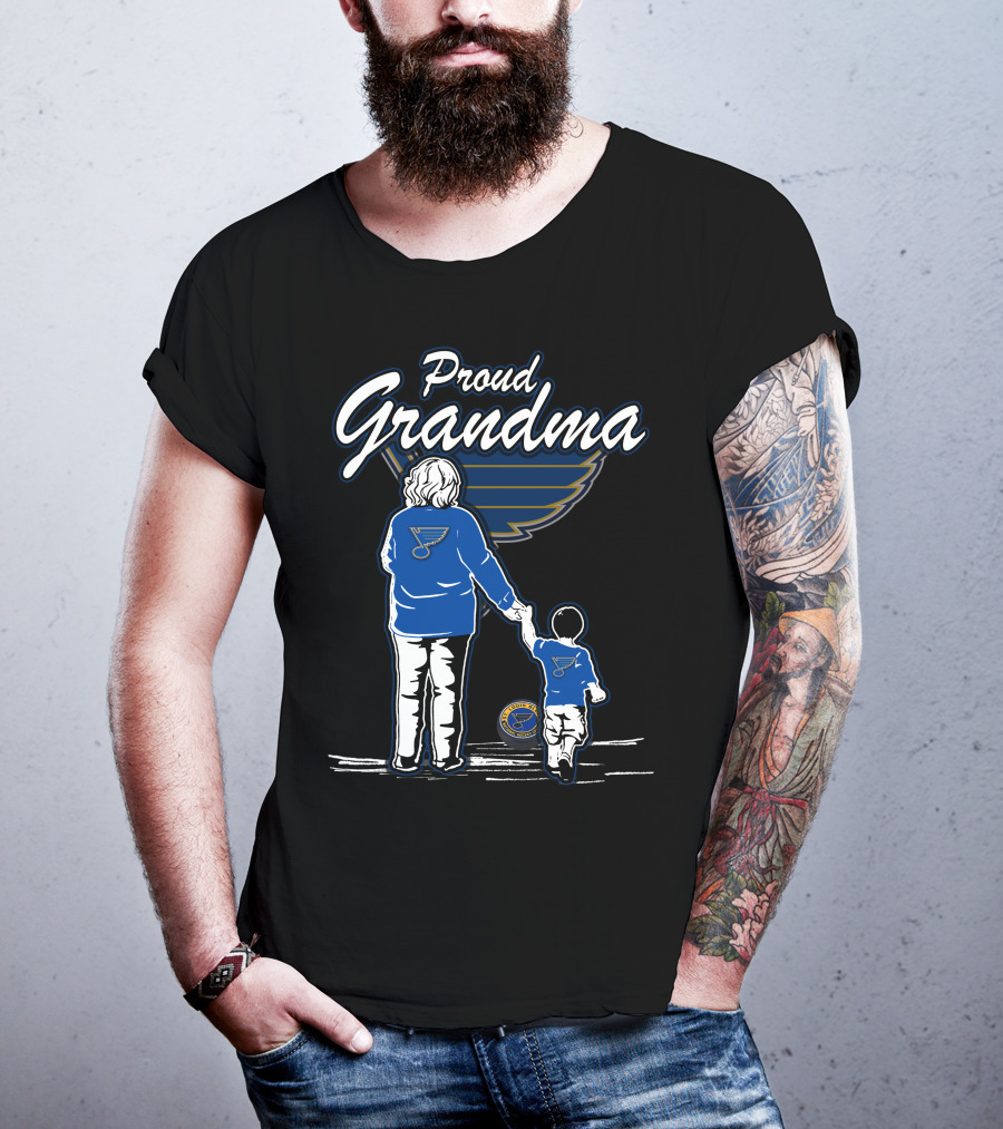 Proud Grandma St. Louis Blues Hockey Family Fan T-Shirt