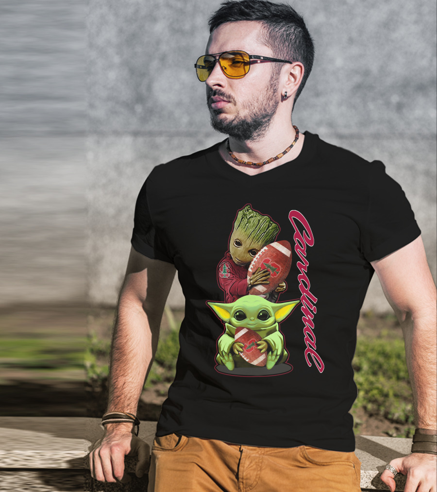 Grzd Stanford Cardinal Groot Baby Yoda Football T-Shirt