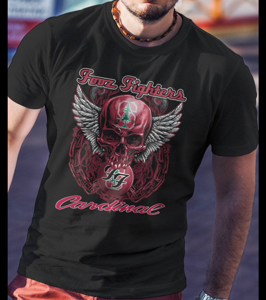 Foo Fighters Stanford Cardinal Skull Wings Chains T-Shirt