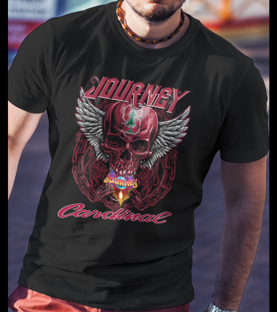 Journey Stanford Cardinal Skull Wings Flame T-Shirt
