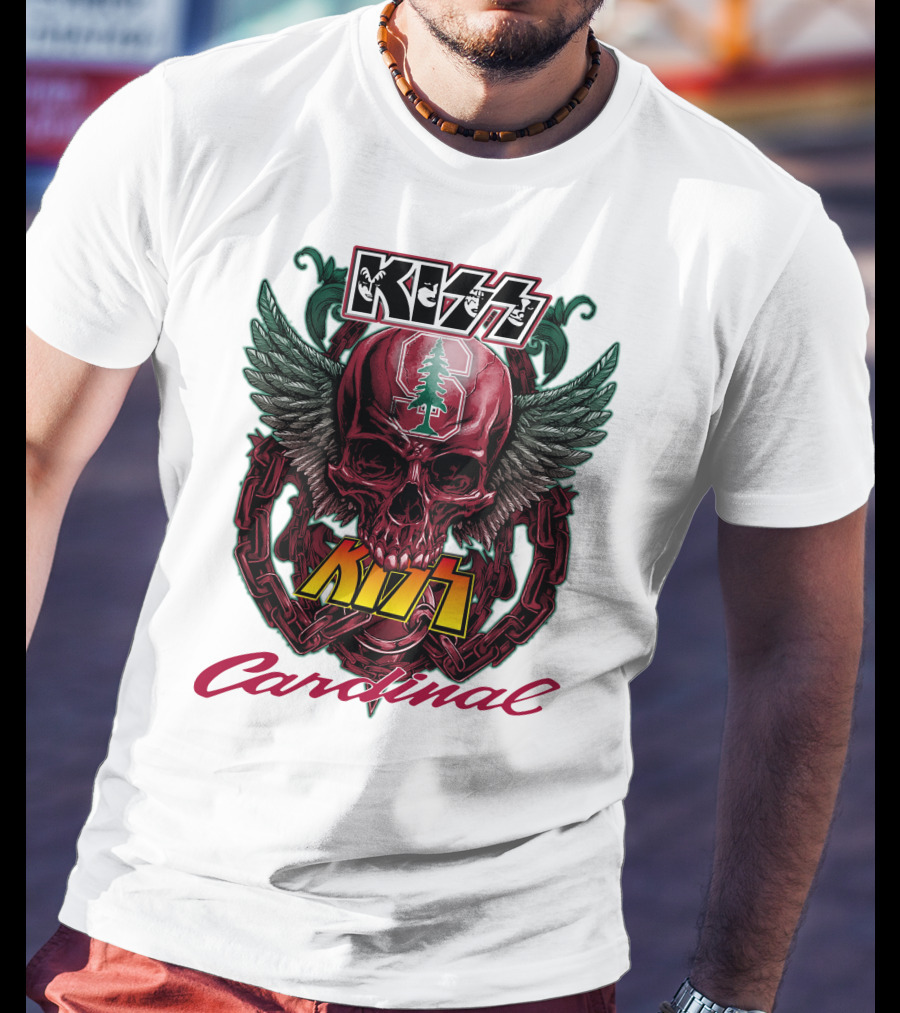 KISS Stanford Cardinal Winged Skull Chains T-Shirt