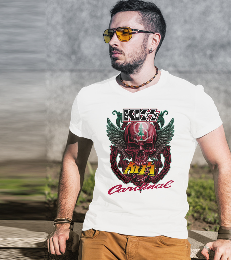 KISS Stanford Cardinal Winged Skull Chains T-Shirt