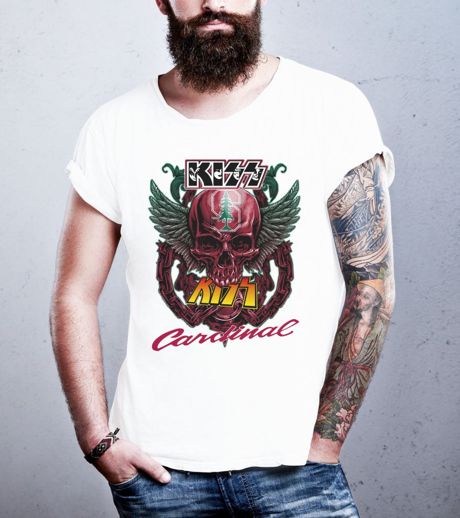 KISS Stanford Cardinal Winged Skull Chains T-Shirt