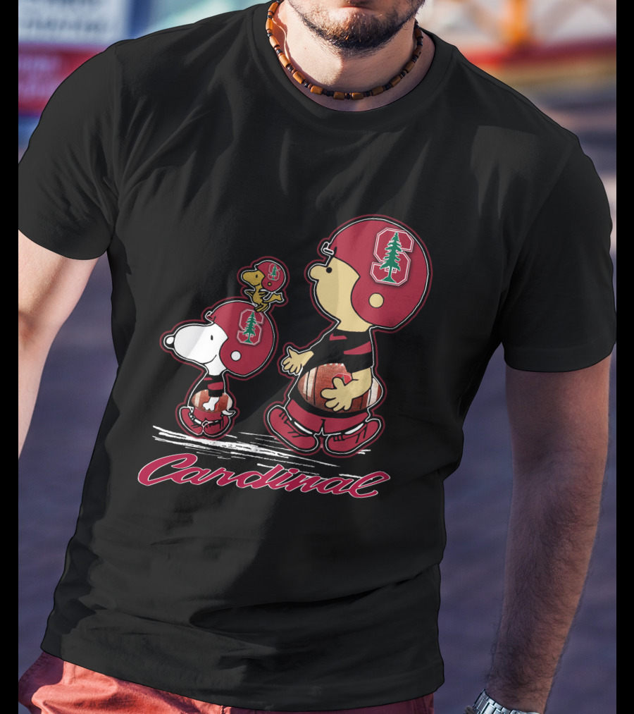 Snpfootball Stanford Cardinal Peanuts Characters Football Helmets T-Shirt