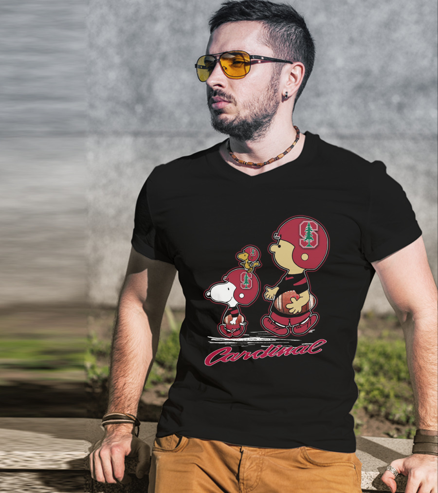 Snpfootball Stanford Cardinal Peanuts Characters Football Helmets T-Shirt
