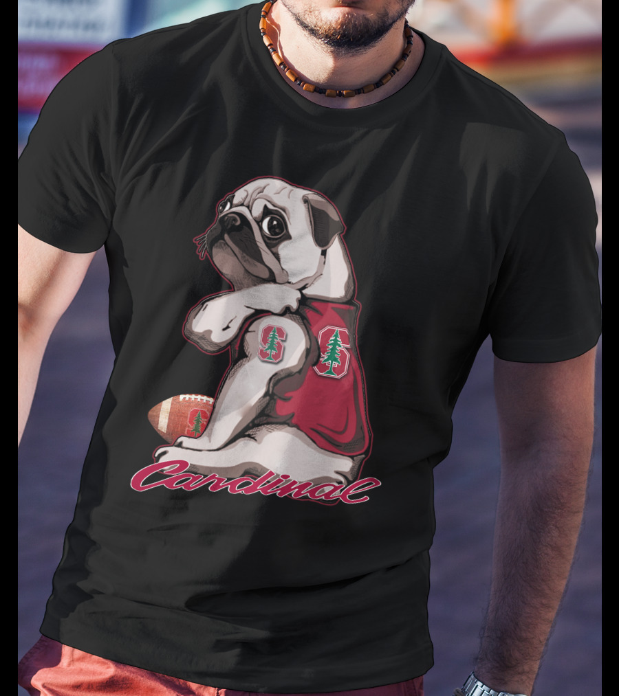 Pug Cardinal Stanford Football Tree T-Shirt