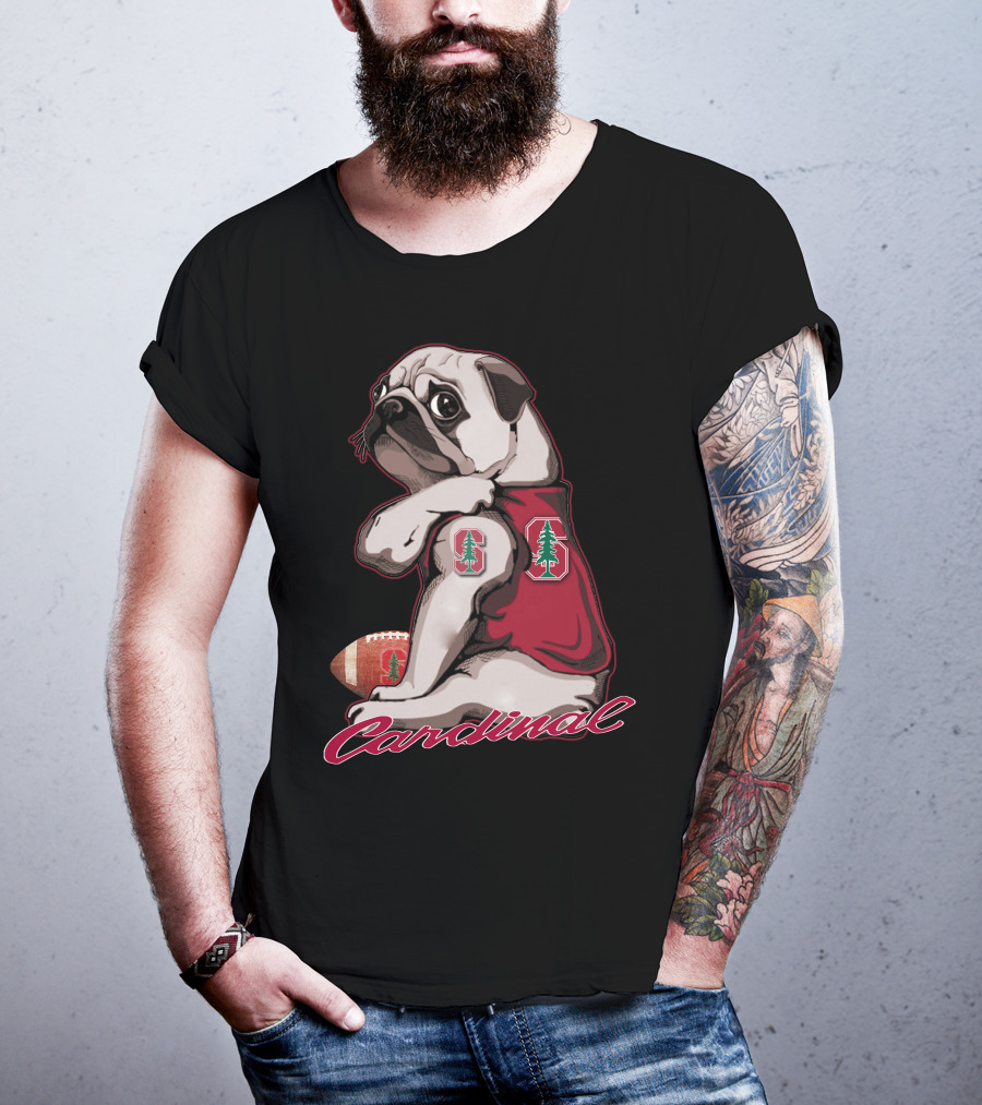 Pug Cardinal Stanford Football Tree T-Shirt