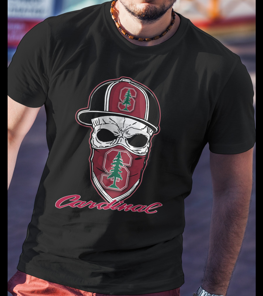 Stanford Cardinal Skull Hat T-Shirt