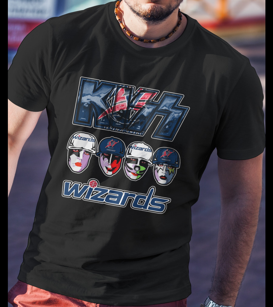 Kiss Washington Wizards Collaboration Logo Faces T-Shirt