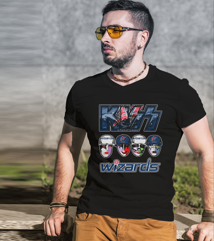 Kiss Washington Wizards Collaboration Logo Faces T-Shirt