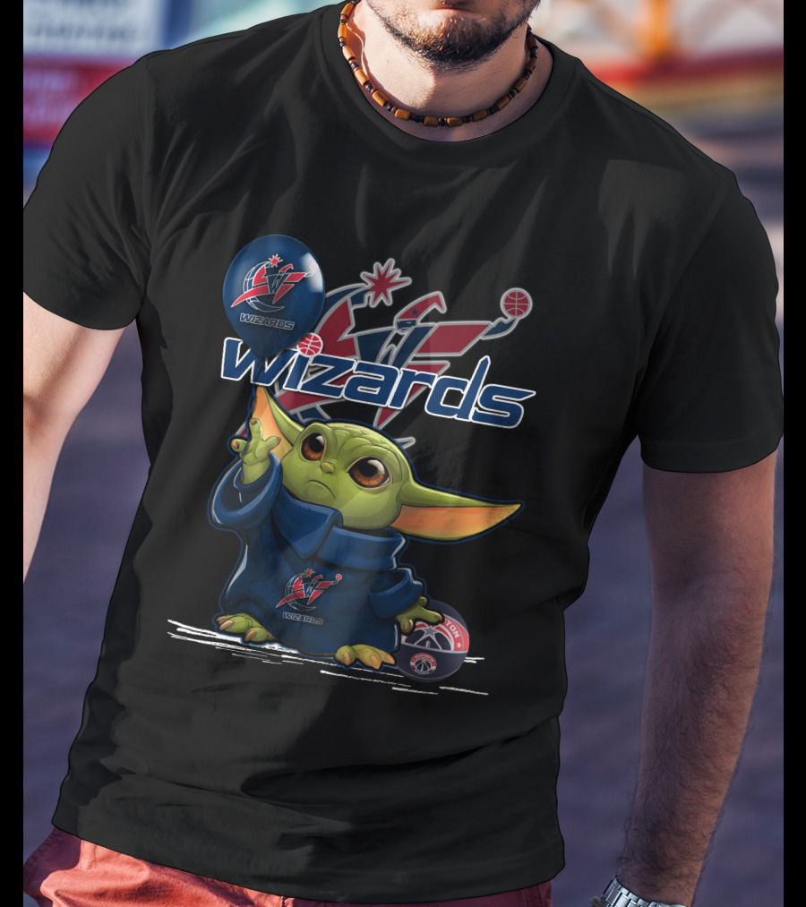 Wizards Yoda Logo Basketball Character With Washington Team Symbols T-Shirt